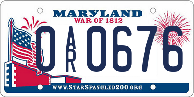 MD license plate 0AR0676