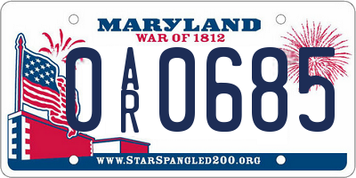 MD license plate 0AR0685