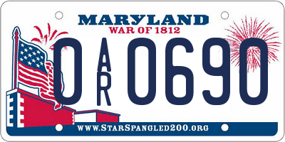 MD license plate 0AR0690