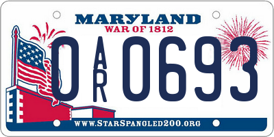 MD license plate 0AR0693