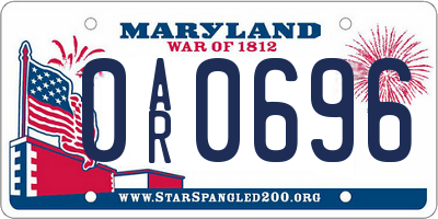 MD license plate 0AR0696