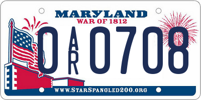 MD license plate 0AR0708