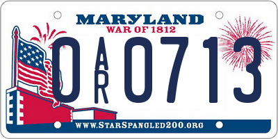 MD license plate 0AR0713