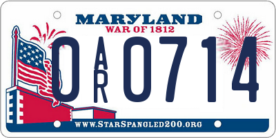 MD license plate 0AR0714