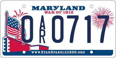 MD license plate 0AR0717