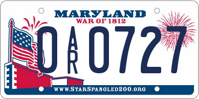 MD license plate 0AR0727