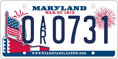 MD license plate 0AR0731