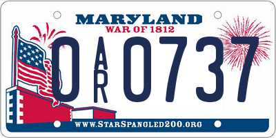 MD license plate 0AR0737