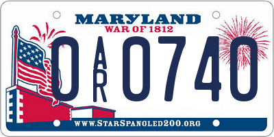 MD license plate 0AR0740