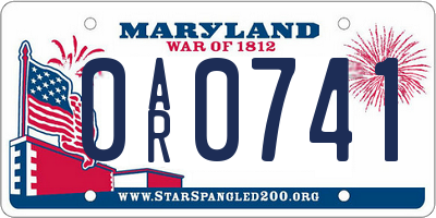 MD license plate 0AR0741
