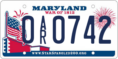 MD license plate 0AR0742
