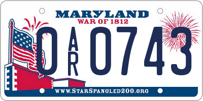 MD license plate 0AR0743