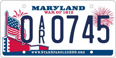 MD license plate 0AR0745