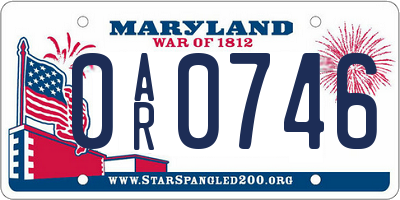 MD license plate 0AR0746