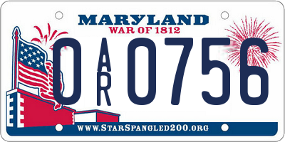 MD license plate 0AR0756