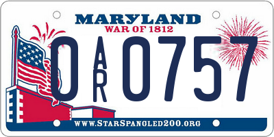 MD license plate 0AR0757