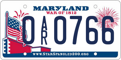 MD license plate 0AR0766