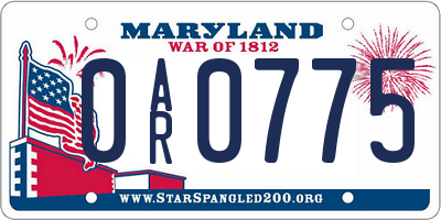 MD license plate 0AR0775
