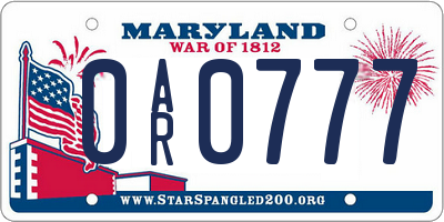 MD license plate 0AR0777