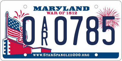 MD license plate 0AR0785