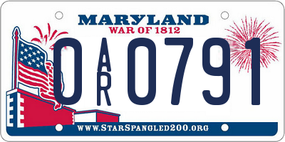 MD license plate 0AR0791