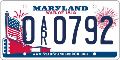 MD license plate 0AR0792