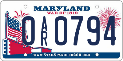 MD license plate 0AR0794