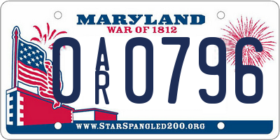 MD license plate 0AR0796