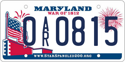 MD license plate 0AR0815