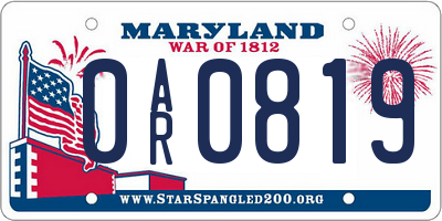 MD license plate 0AR0819