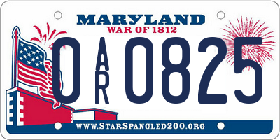 MD license plate 0AR0825