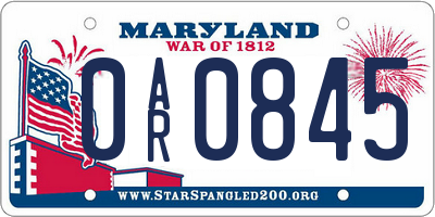 MD license plate 0AR0845