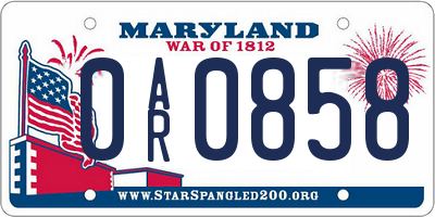 MD license plate 0AR0858