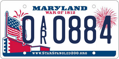 MD license plate 0AR0884