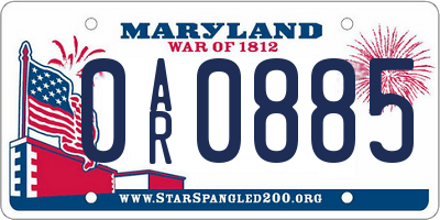 MD license plate 0AR0885