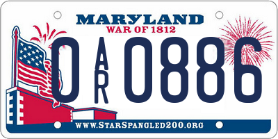 MD license plate 0AR0886