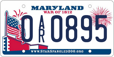 MD license plate 0AR0895