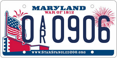 MD license plate 0AR0906