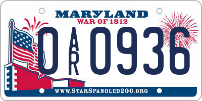 MD license plate 0AR0936