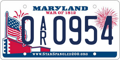 MD license plate 0AR0954