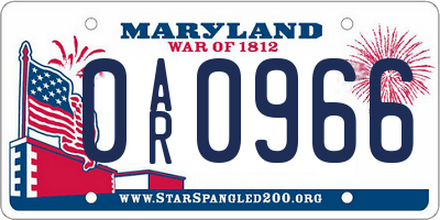 MD license plate 0AR0966