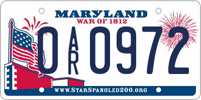 MD license plate 0AR0972