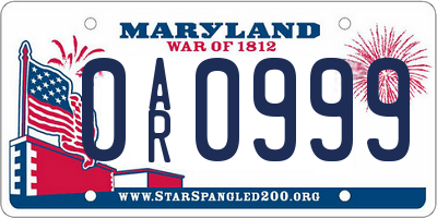 MD license plate 0AR0999