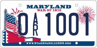 MD license plate 0AR1001