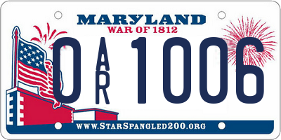 MD license plate 0AR1006