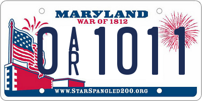 MD license plate 0AR1011