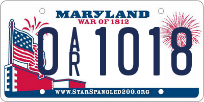 MD license plate 0AR1018