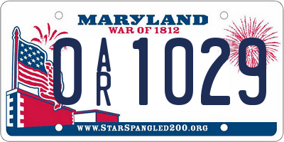 MD license plate 0AR1029