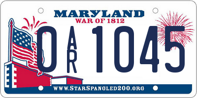 MD license plate 0AR1045