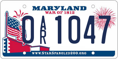 MD license plate 0AR1047